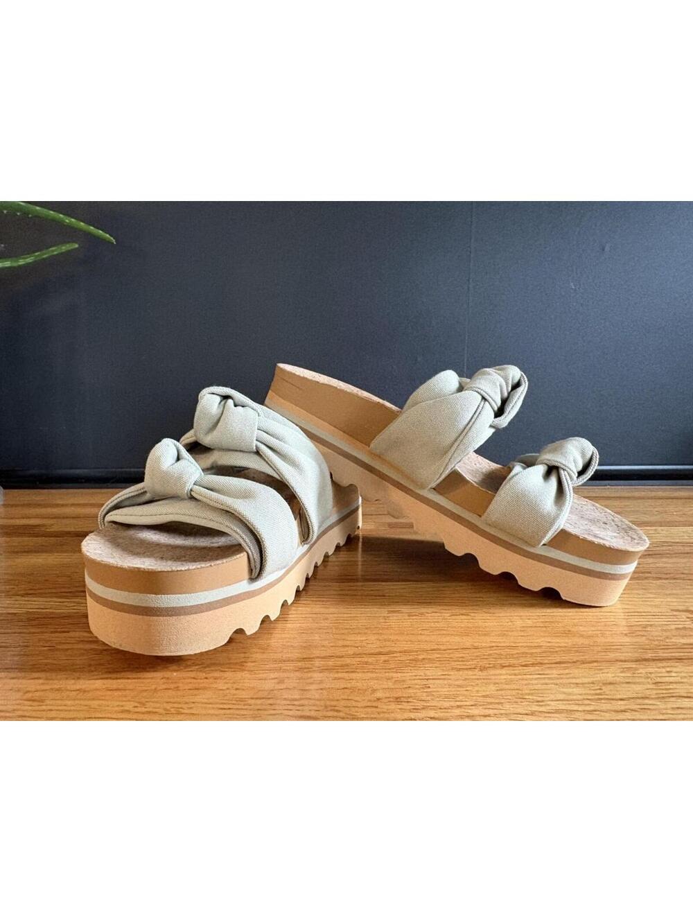 Reef Knotty Vista Hi sandals Green Women’s 6 Slide On Platform